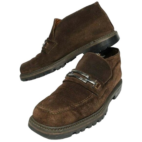 Versace Italy Classic V2 Dress Shoes Brown Suede Bit Loafers Ankle Boots Men's 9 - Picture 6 of 13